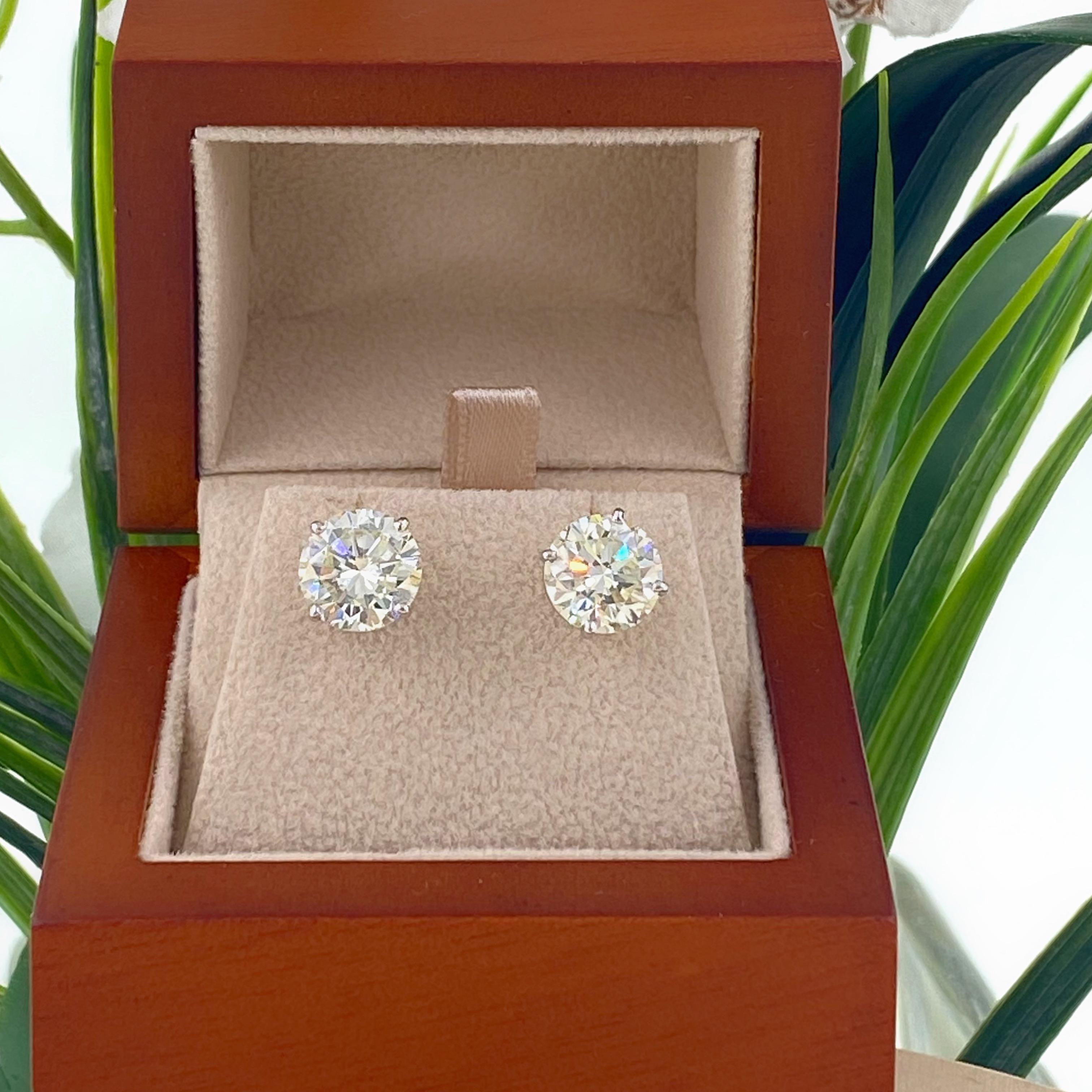 Women's or Men's 5.98 Tcw Round Brilliant Diamond Stud Earrings 14kt White Gold Retail $65, 000