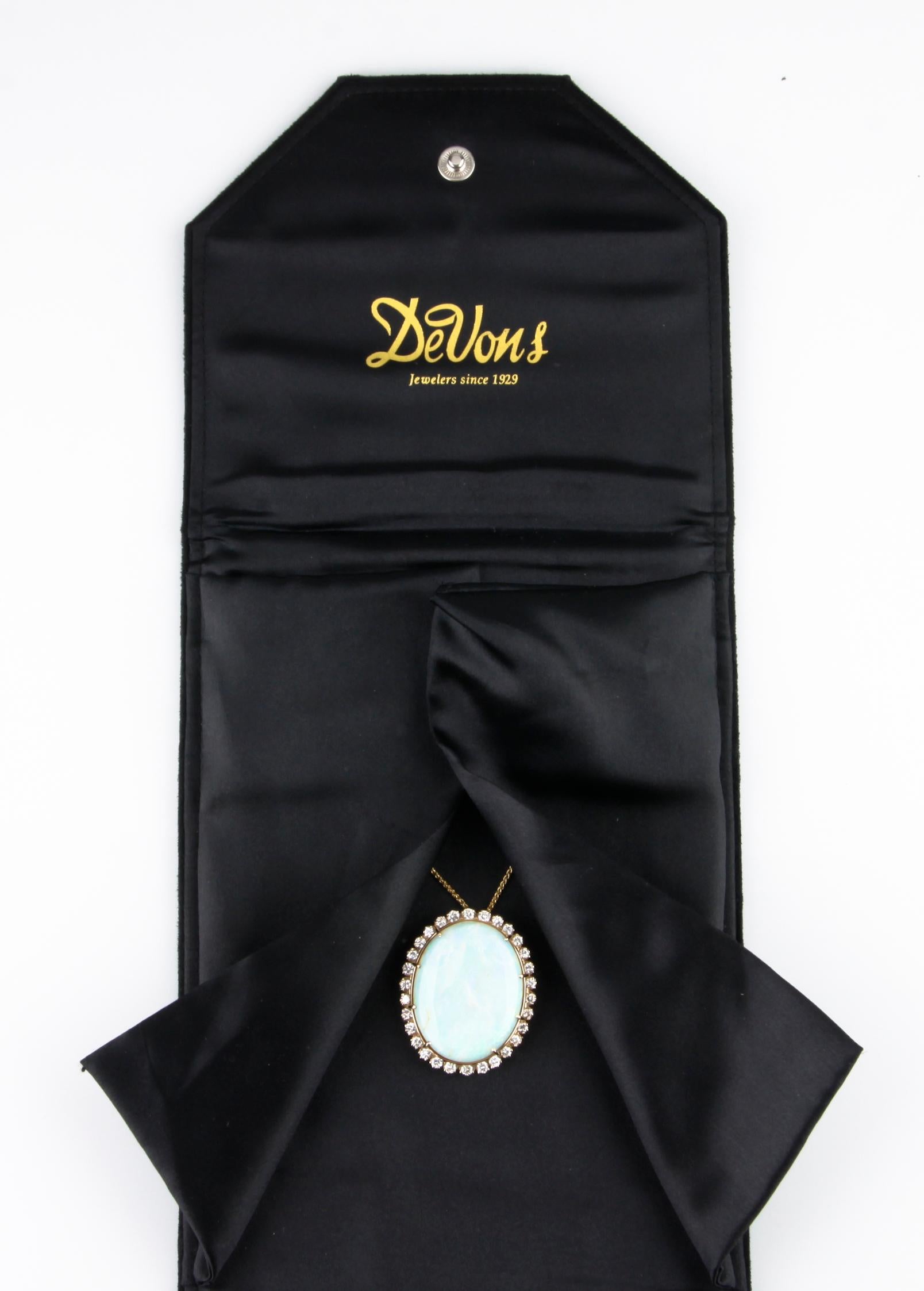 Oval Cut 59.87 Carat Opal with Diamond Bezel Pendant 14 Karat Yellow Gold Necklace For Sale