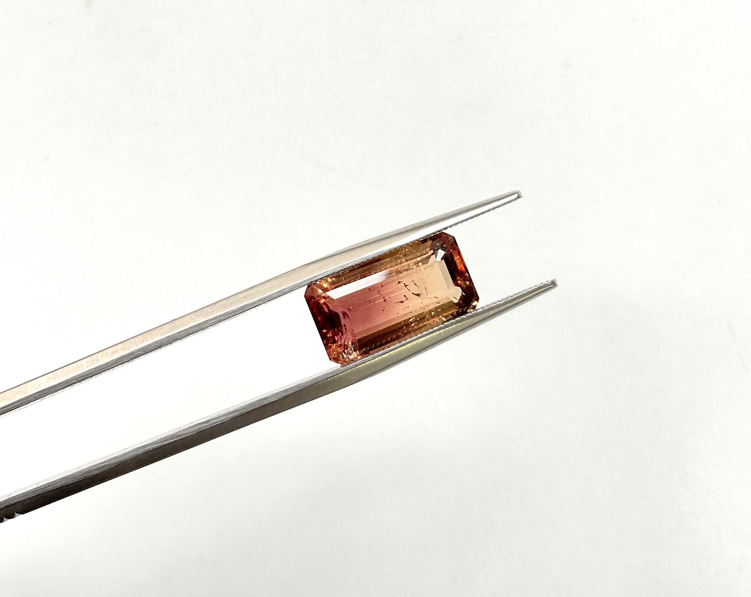 5,99 Karat Bi Farbe Pfirsich Rosa Turmalin Achteck Facettenschliff Stein Natural Gem (Achteckschliff) im Angebot