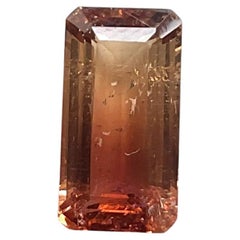 5.99 Carats Bi Color Peach Pink Tourmaline octagon Faceted cut stone Natural Gem