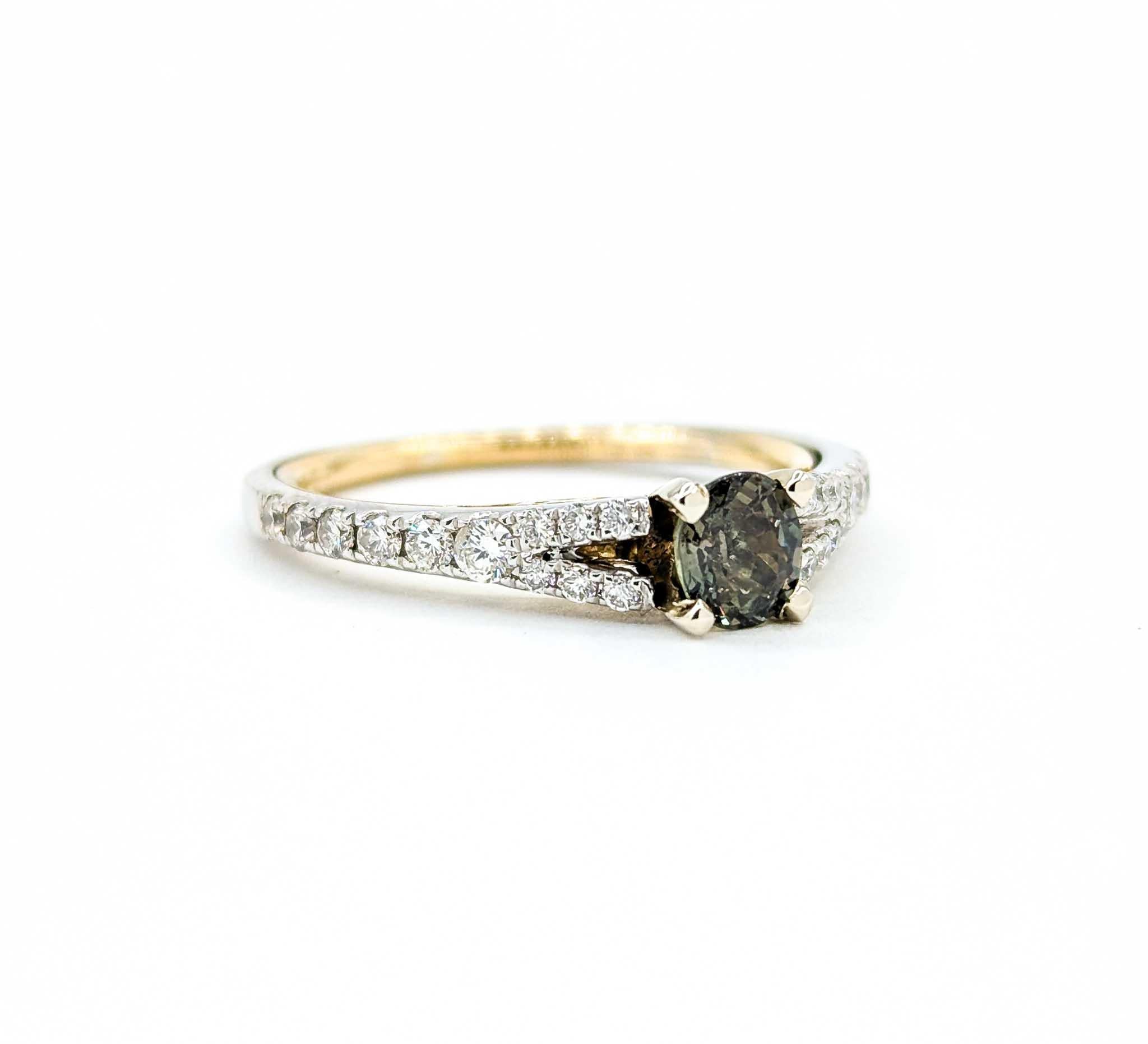 .59ct Alexandrite & Diamond Platinum/Yellow Gold Ring For Sale 3