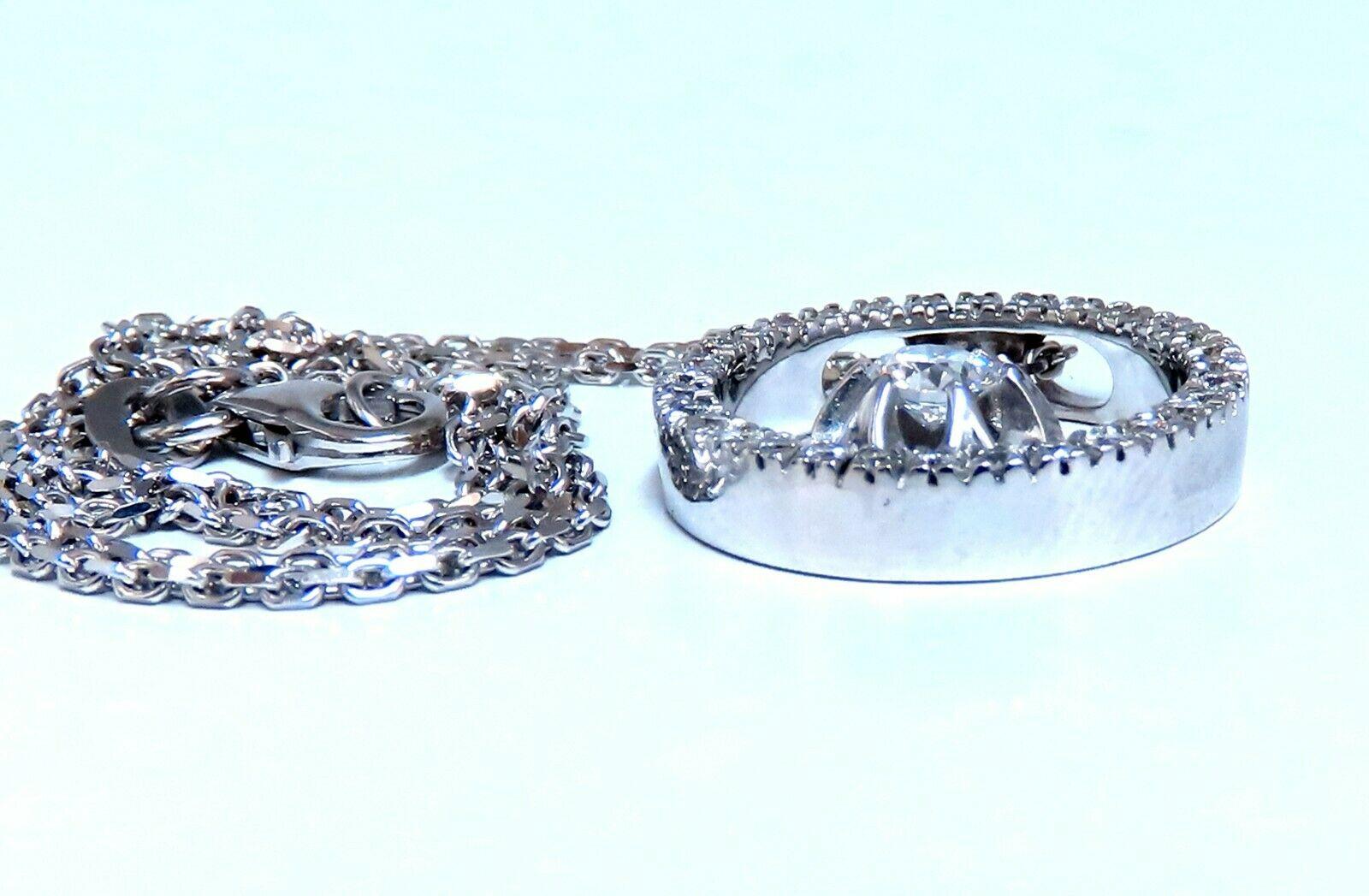 Taille ronde Collier à pendentif en forme de cercle en diamants ronds naturels de 0,59 carat, 14 carats en vente