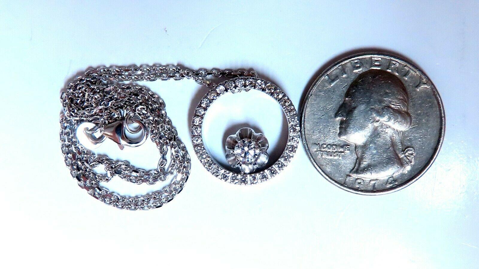 Collier à pendentif en forme de cercle en diamants ronds naturels de 0,59 carat, 14 carats Neuf - En vente à New York, NY