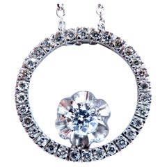 Collana con ciondolo a cerchio con diamanti naturali rotondi da 0,59 ct, 14kt*
