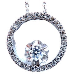 Collier à pendentif en forme de cercle en diamants ronds naturels de 0,59 carat, 14 carats