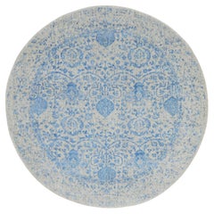 5
9 "x5
9" Blauer Jacquard Teppich aus handgewebter Wolle und Kunstseide mit Granatapfel-Design