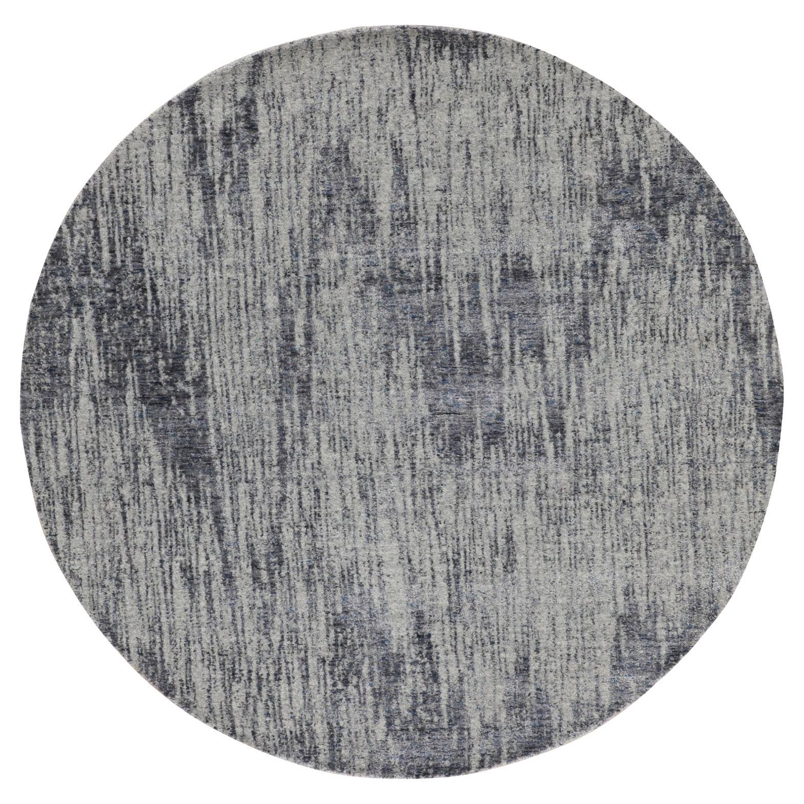 5
9"x5
9" Gray Fine jacquard Hand Loomed Modern Round Wool and Art Silk Rug