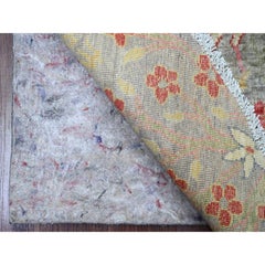5'9"x5'9" Gray Hand Knotted Peshawar Birds of Paradise Design All Wool Round Rug