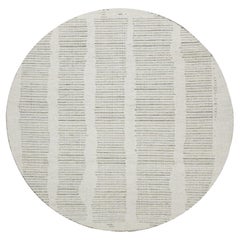 5'9"x5'9" Ivory Hand Woven Flat Weave with Pile Natural Wool Round Oriental Rug