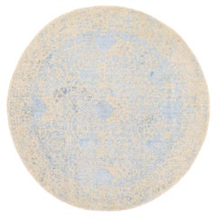 5'9"x5'9" Peach Color Pomegranate Design Hand Loomed Wool and Art Silk Round Rug