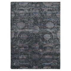 5'9 "x7'10" Noir, Erased, Laine et soie filées à la main, Gabbeh Obscured Design, Tapis
