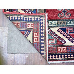 5'9"x8' Delicate White Afghan Super Kazak Bordjalou Wool Hand Knotted Rug