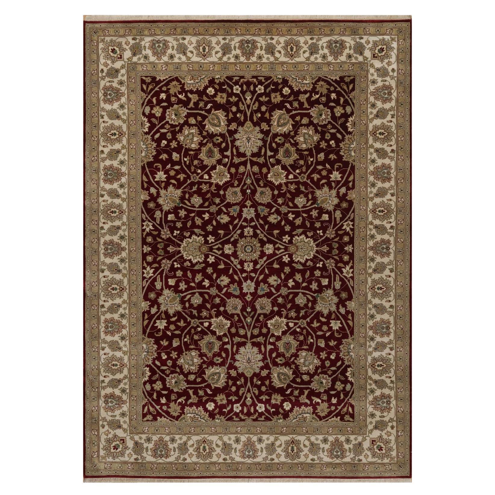 5
9"x8
 Red Wool 
Silk Indo Tabriz All Over Design 300 KPSI Hand Knotted Rug en venta
