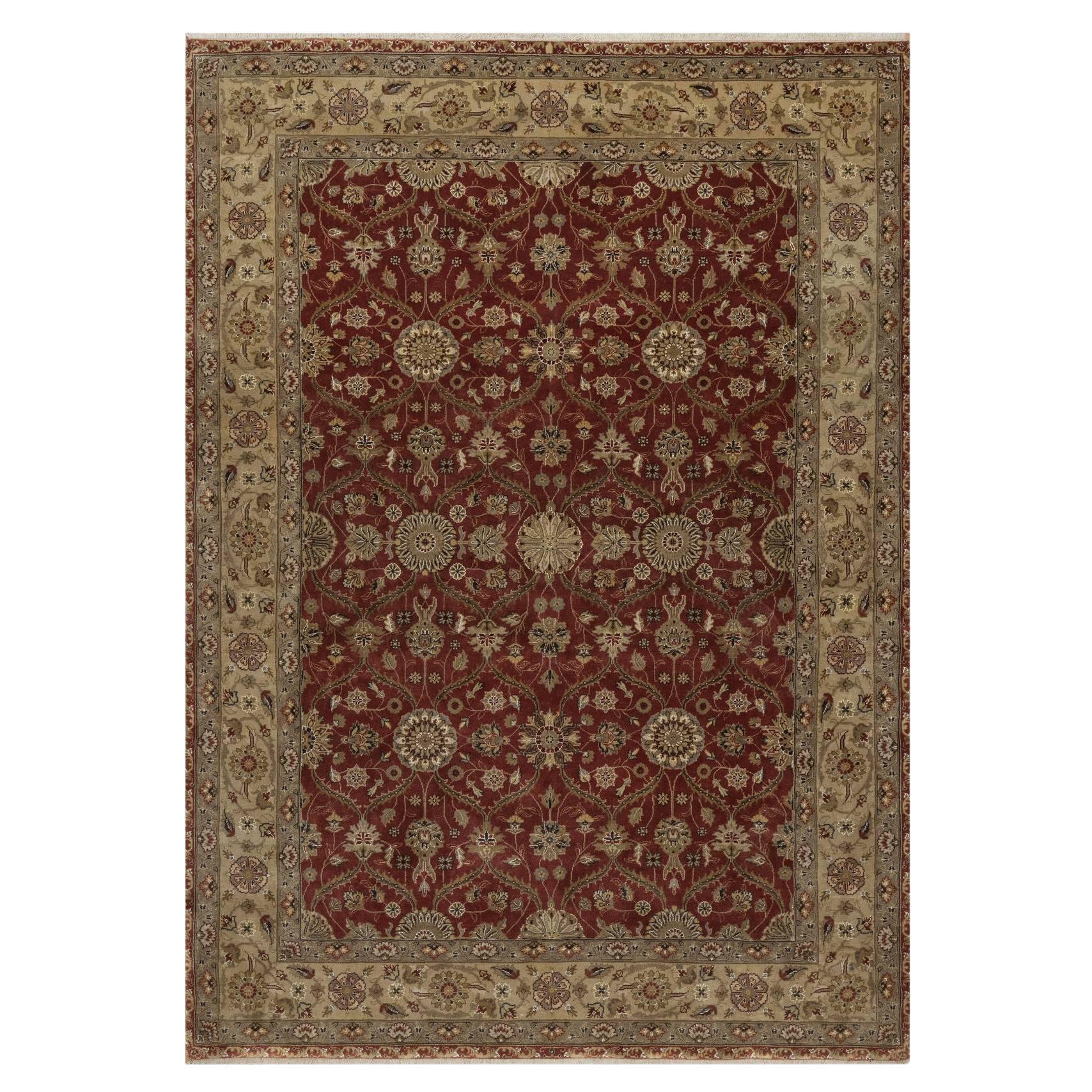 5
9 "x8
Rich Red Hereke mit All Over Design Wolle und Seide Hand geknüpft Teppich