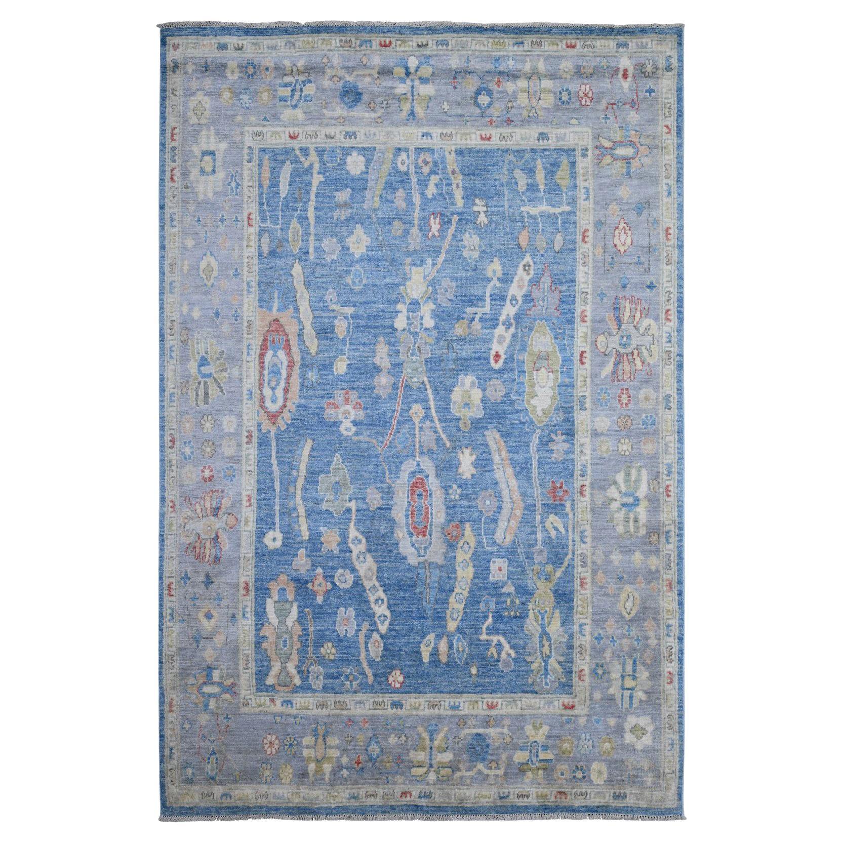 5
9 "x8
10" Lapisblau VIllage Medaillons Design Angora Oushak Orientteppich im Angebot
