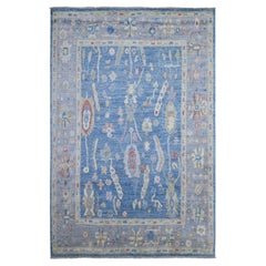 5
9 "x8
10" Lapisblau VIllage Medaillons Design Angora Oushak Orientteppich