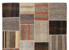 5.9x8.4 ft Hand-Made Anatolian Patchwork Kilim Rug 'Flat-Weave', Floor Covering