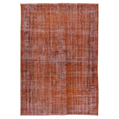 6x8.4 Ft Handgefertigter türkischer Vintage-Teppich im Vintage-Stil, überzogen in Orange für moderne Inneneinrichtung