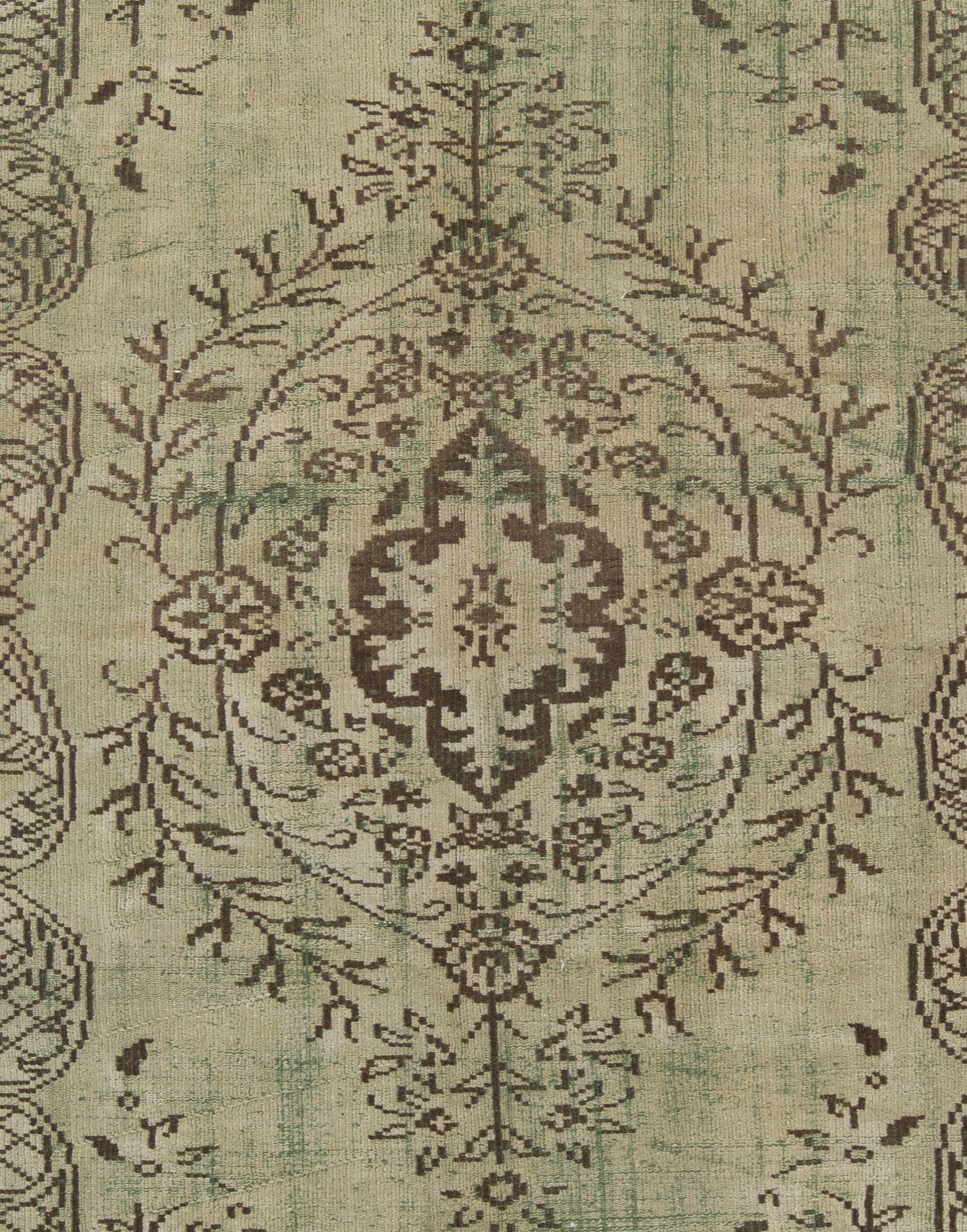 Modern 6x8.6 Ft Hand Knotted Vintage Central Anatolian Area Rug in Shades of Green For Sale