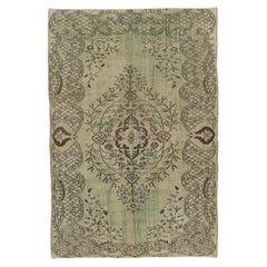 6x8.6 Ft Hand Knotted Vintage Central Anatolian Area Rug in Shades of Green