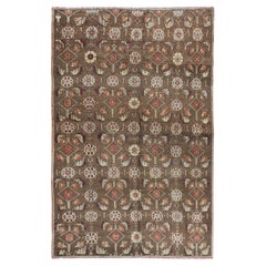 Handgeknüpfter anatolischer Teppich mit Blumenmuster in Braun,5.9x8.9 Ft Home Decor