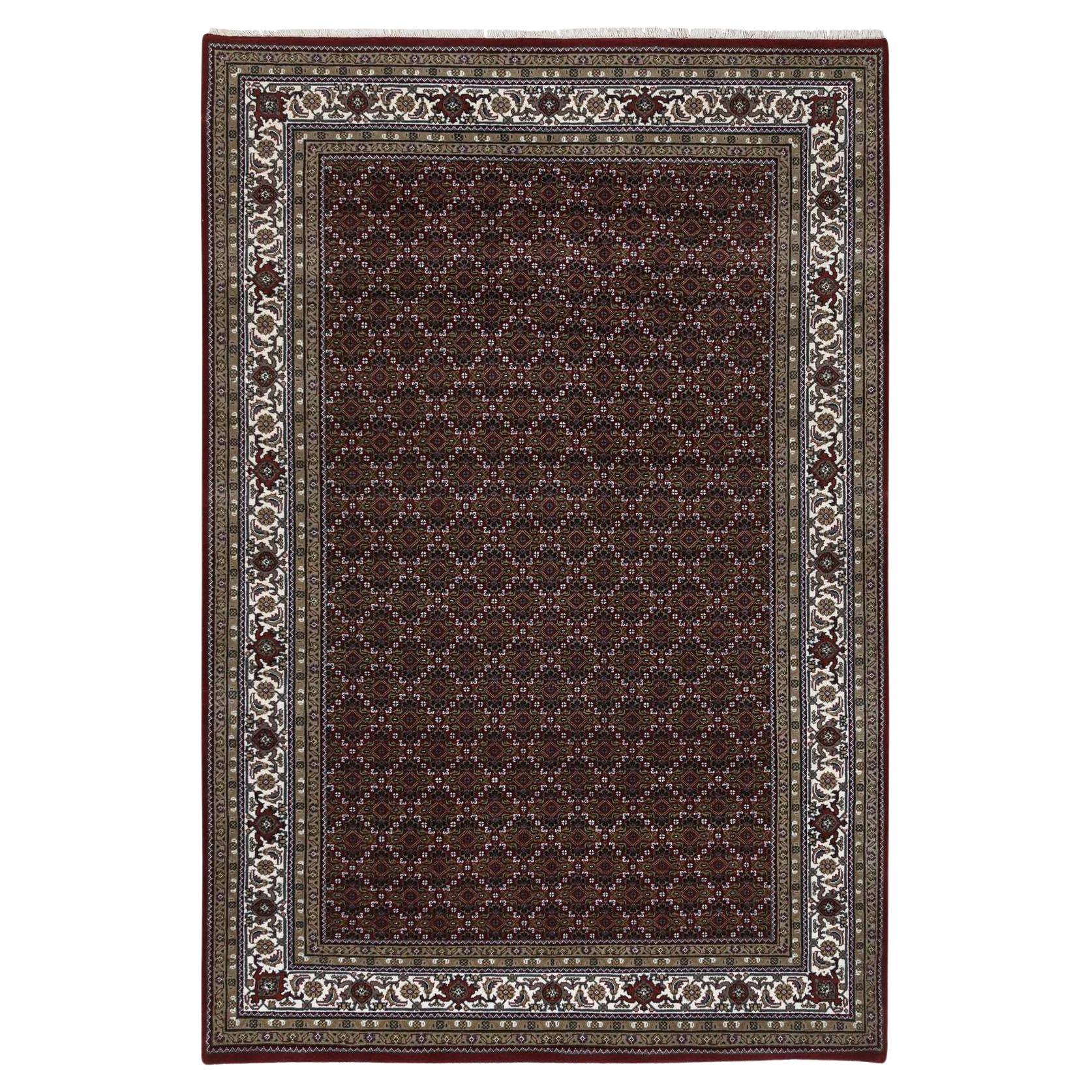 5'9"x8'9" Red Herati All Over Design Hand Knotted 175 KPSI Wool Oriental Rug