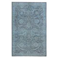 5
9 "x9
Blu Artico, Silver Wash Peshawar, Tappeto annodato a mano in pura lana