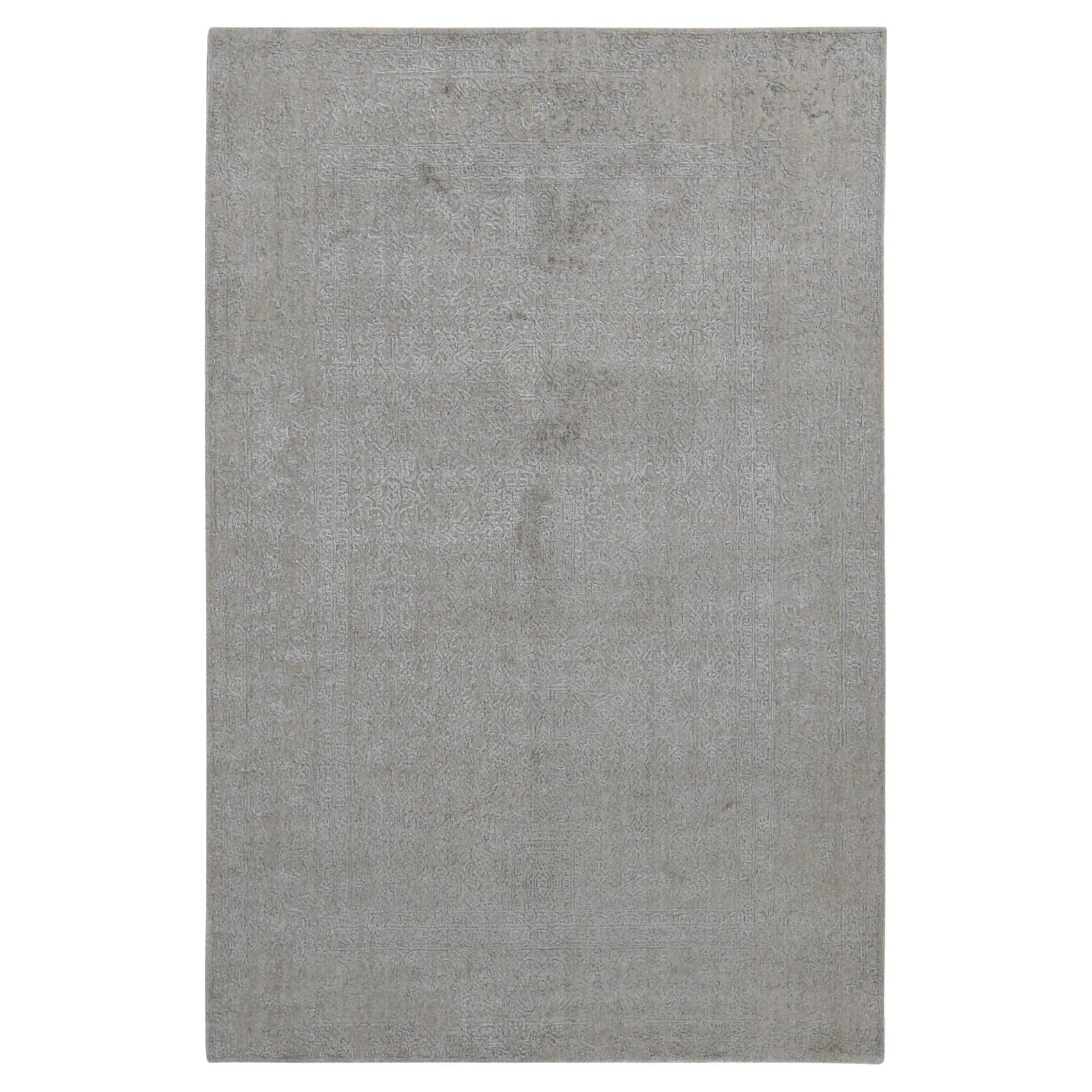5
9 "x9
Taupe, tapis moderne en laine et soie d
art, tissé à la main en jacquard fin