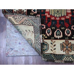 5'9"x9'1" Red Vintage Persian Shiraz with Tribal Design Hand Knotted Wool Rug