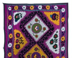 Suzani Wall Hanging, Vintage Embroidered Tapestry, Ethnic Bedspread