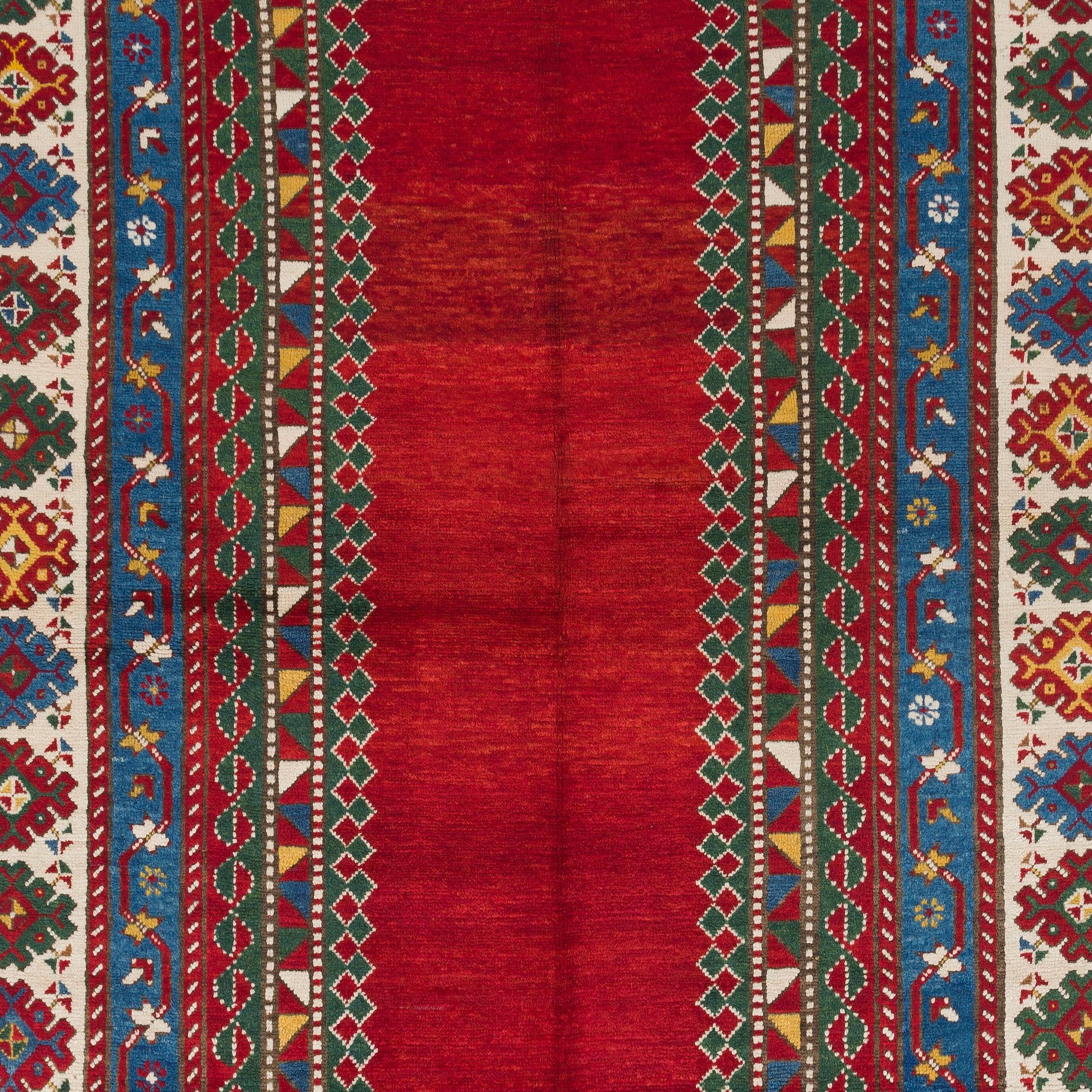 Hand-Knotted 5.9x9.3 ft Antique Caucasian Kazak Rug, Ca 1880, 100% Wool and Natural Dyes For Sale