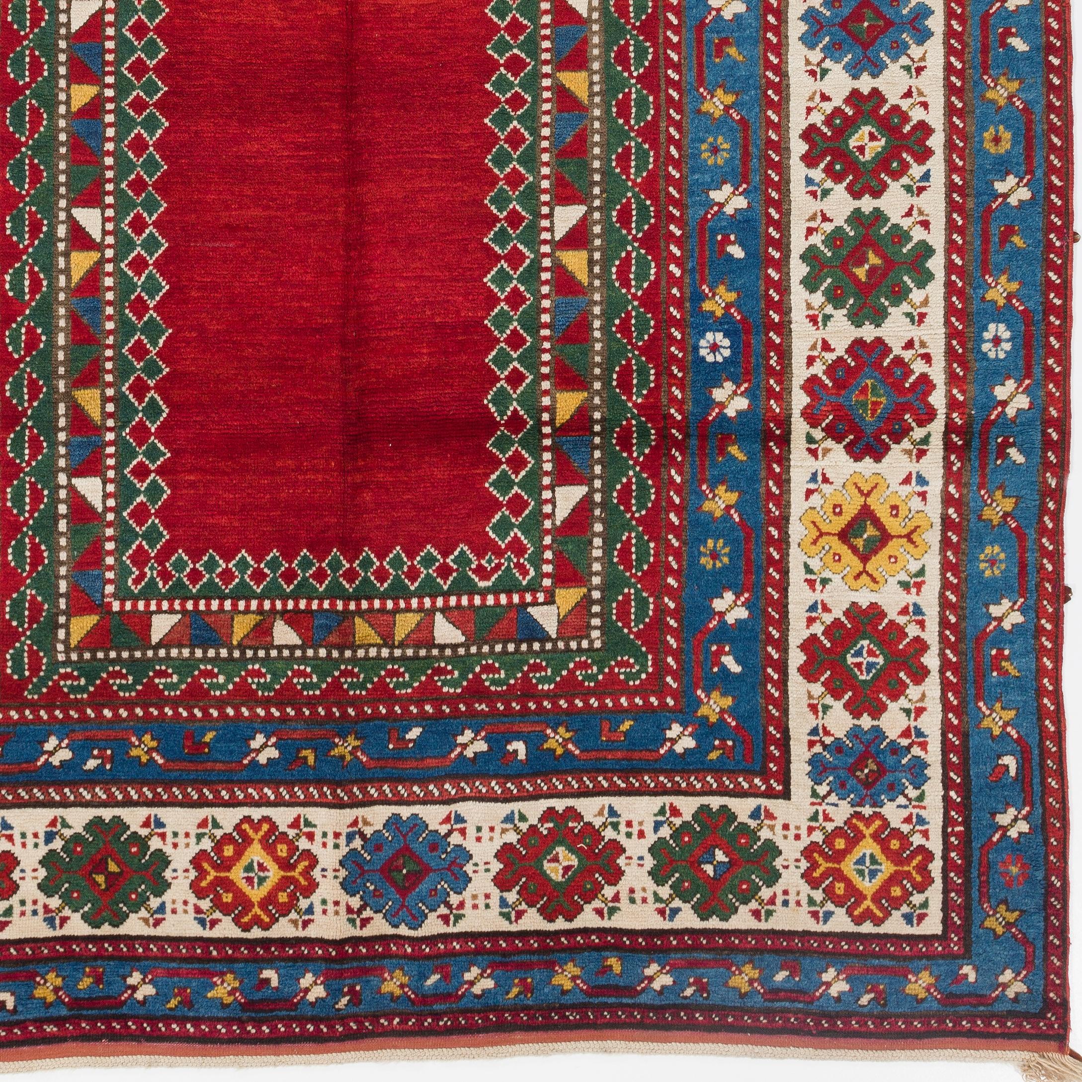 5.9x9.3 ft Antique Caucasian Kazak Rug, Ca 1880, 100% Wool and Natural Dyes In Good Condition For Sale In Philadelphia, PA