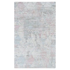 5'9"x9'3" Perlenweiß, DIE PASTEL-Kollektion, Seide mit Wolle, handgeknüpfter Teppich
