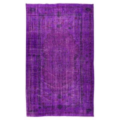5.9x9.4 Ft Vintage Handmade Turkish Rug Re-Dyed in Purple, Woolen Floor Covering