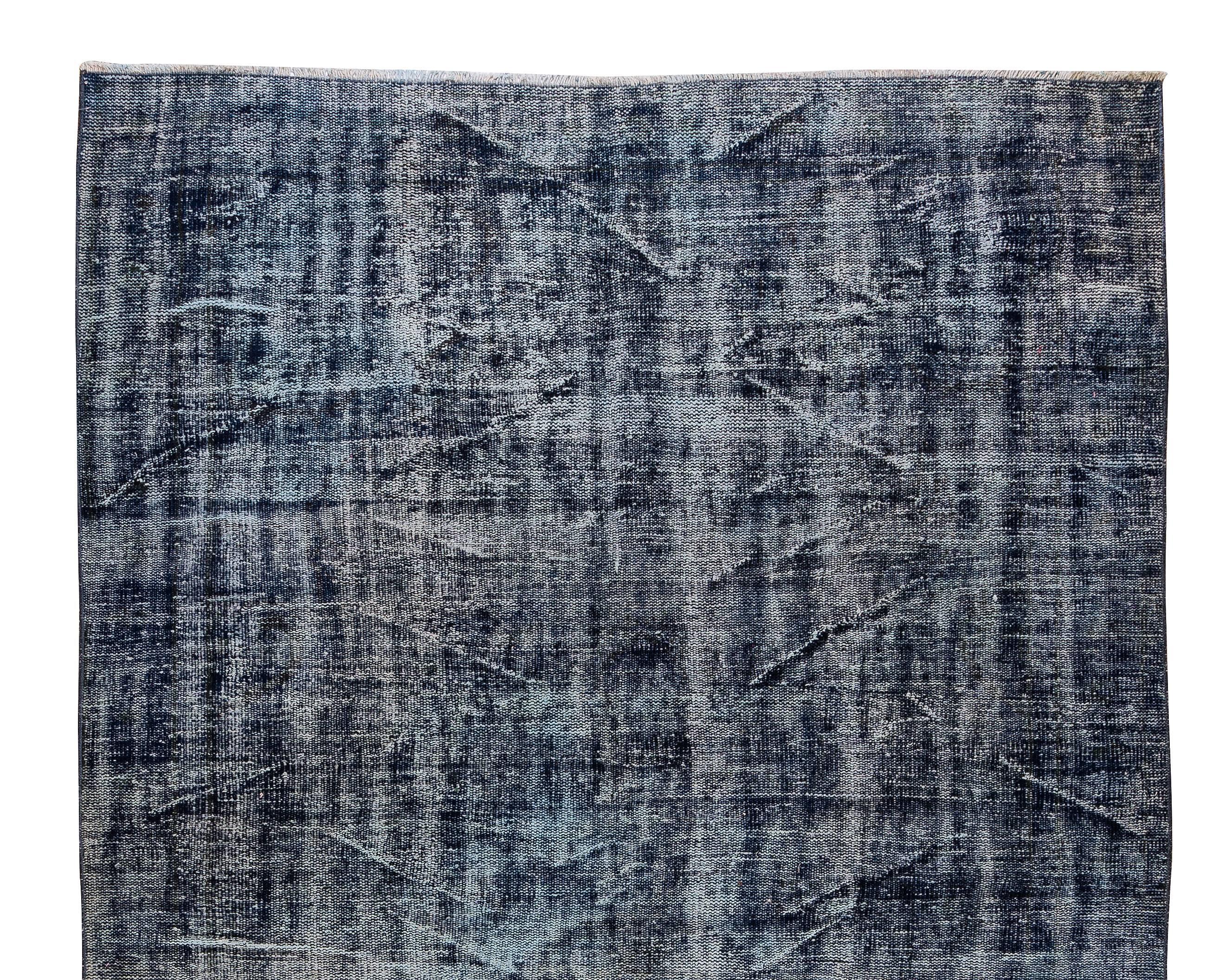 5.9x9,4 Ft Vintage Handgefertigter Teppich aus türkischer Wolle in Marineblau, 4 moderne Inneneinrichtung (Türkisch) im Angebot