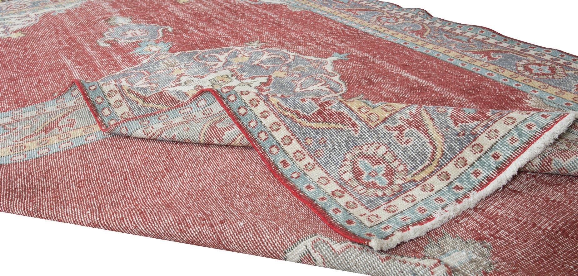 5.9x9.6 Ft Handgeknüpfter türkischer Vintage-Teppich aus Wolle, Medaillon-Design (Oushak) im Angebot