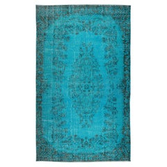 6x9,8 Ft handgefertigter türkischer Vintage-Teppich in Tealblau, Over-Dyed in Teal, 4 moderne Inneneinrichtungen