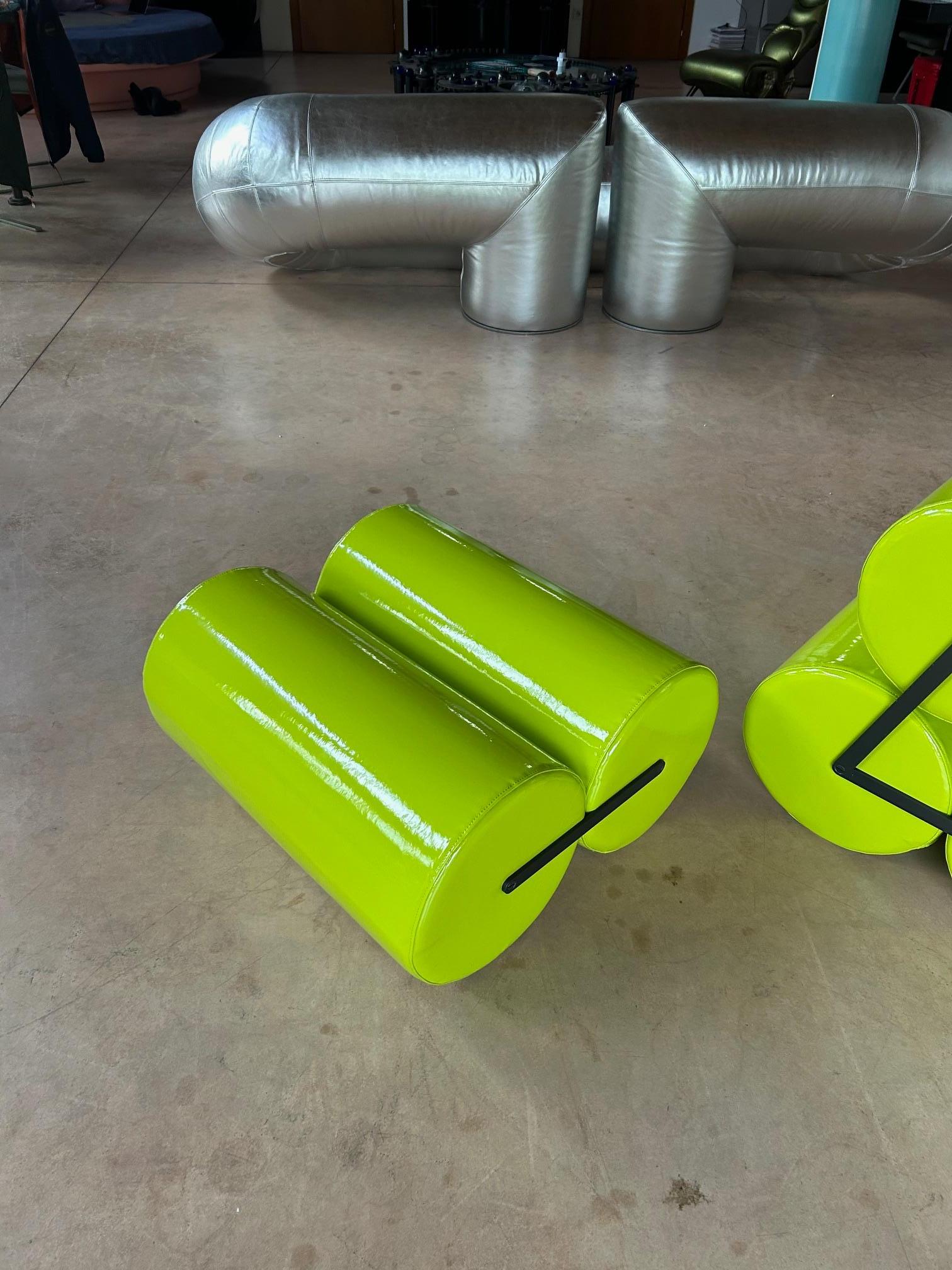Acier fauteuil et ottoman 