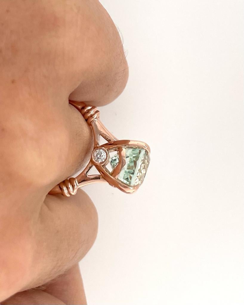 5ct Aquamarine and Diamond Knot Ring Set in 18ct Rose Gold 1