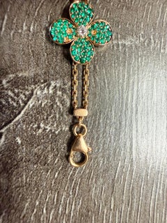 5ct Clover Gemstone and Diamond Bracelet 14KT gold