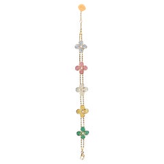 5ct Clover Gemstone and Diamond Bracelet 14KT gold