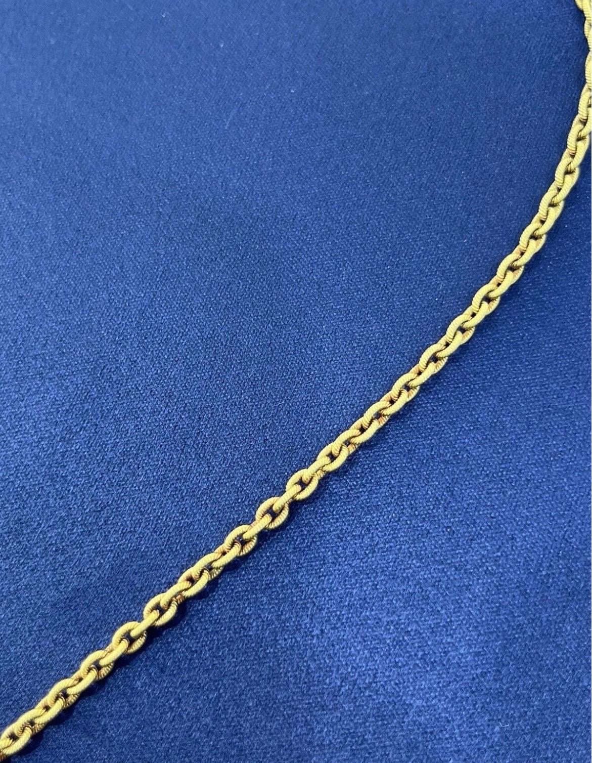 Collana a catena in oro giallo 18 carati con diamante e tanzanite ovale Nature da 5 carati in vendita 13