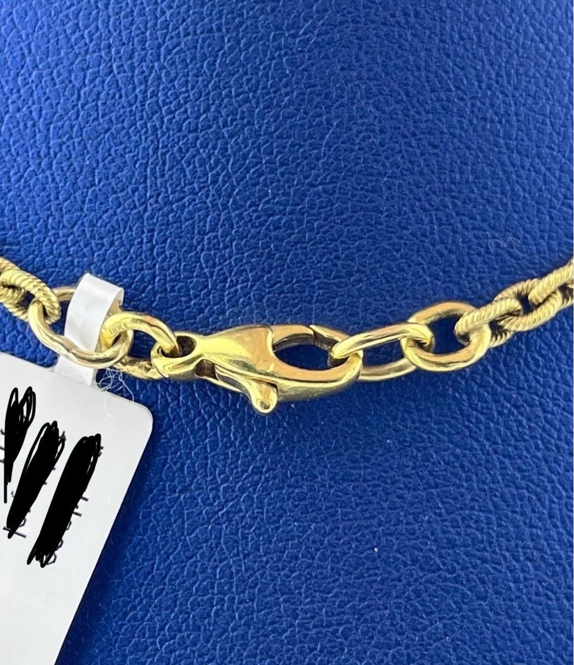 Collana a catena in oro giallo 18 carati con diamante e tanzanite ovale Nature da 5 carati in vendita 14