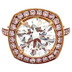 5ct Diamond Ring with Fancy Pink Diamond Halo