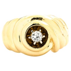 Retro 5ct Diamond Swirl Design Ring In Yellow Gold