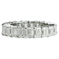 5.06tcw Natural Emerald-Cut Diamond Full Eternity Wedding Band in 18K White Gold