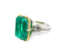 5ct Emerald in Forget Me Knot Ring Platinum and 22ct Yellow Gold