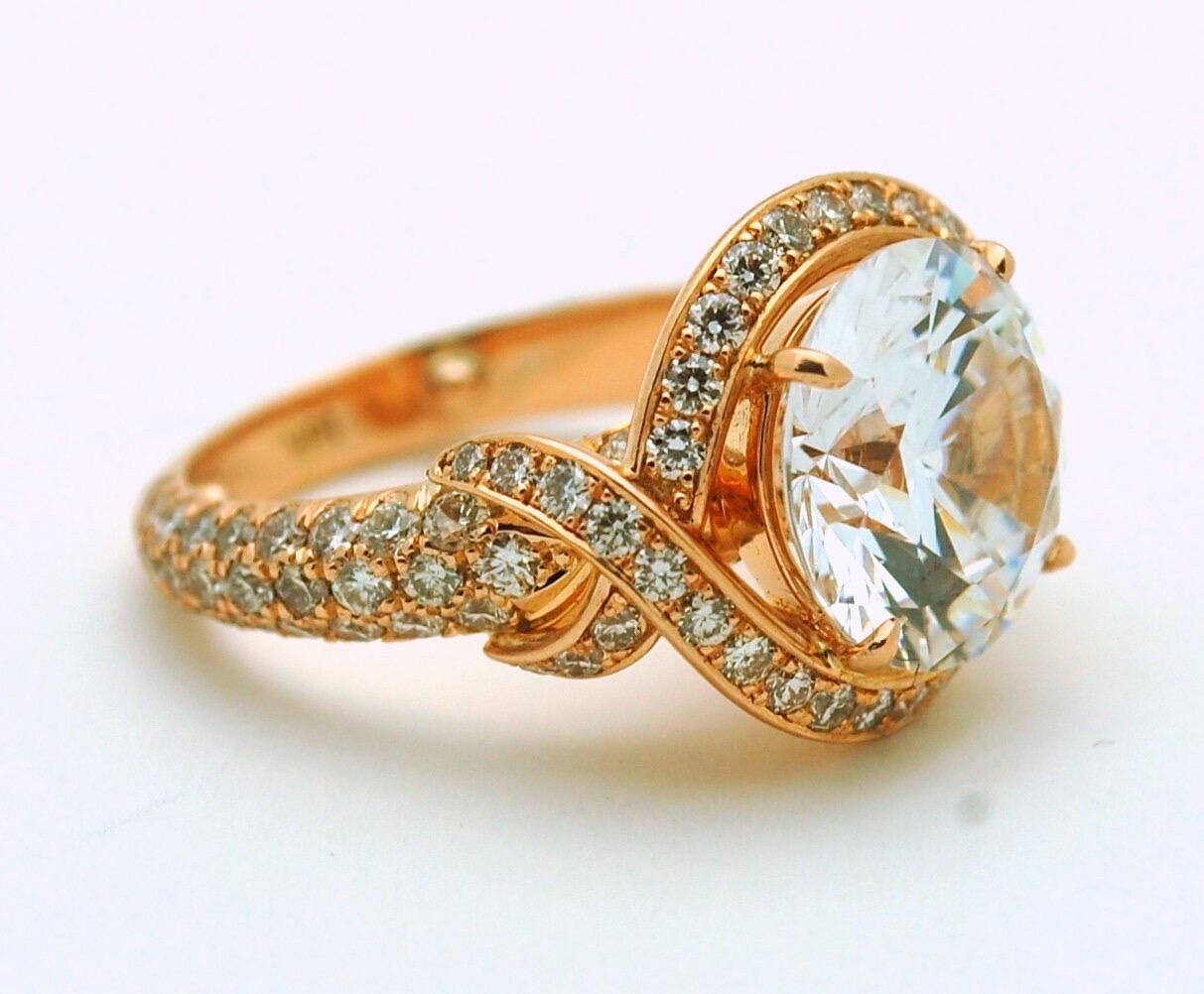 5ct Engagement ring 18KT rose gold luxurious ring Moissanite engagement ring For Sale 1