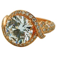 Bague de fiançailles luxueuse en or rose 18 carats avec Moissanite 5 carats