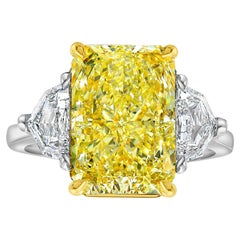 5ct Fancy Yellow Elongated Radiant Diamond Engagement Ring
